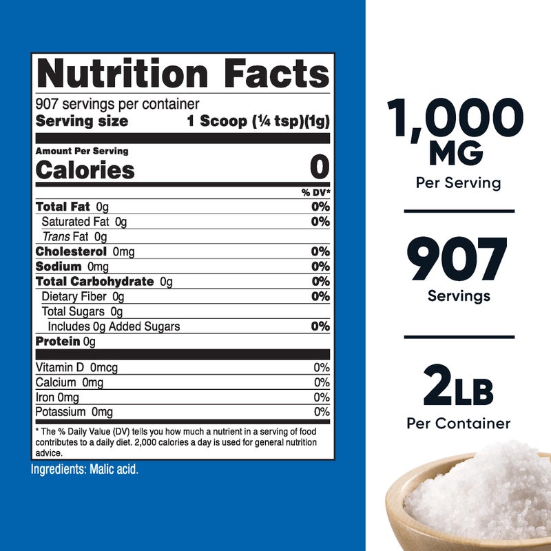 Nutricost Malic Acid Powder 2 LBS - Gluten Free, Non-GMO - Image 2